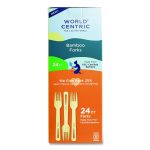 Bamboo Cutlery, Medium Heavyweight, Fork, Paper, Natural, 24/Pack