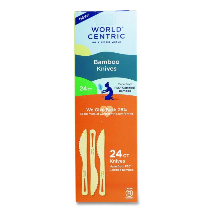15182482 Bamboo Cutlery, Medium Heavyweight, Knife, Paper, Natural, 24/Pack - Image 1