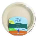 Fiber Plates, 9" dia, Natural, 20/Pack