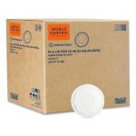 PLA Salad Bowl Lids, 6.8" dia x 0.8" h, Clear, Plastic, 600/Carton