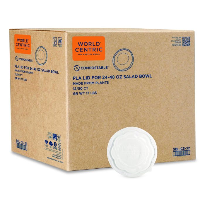 15181536 PLA Salad Bowl Lids, 6.8" dia x 0.8" h, Clear, Plastic, 600/Carton - Image 1