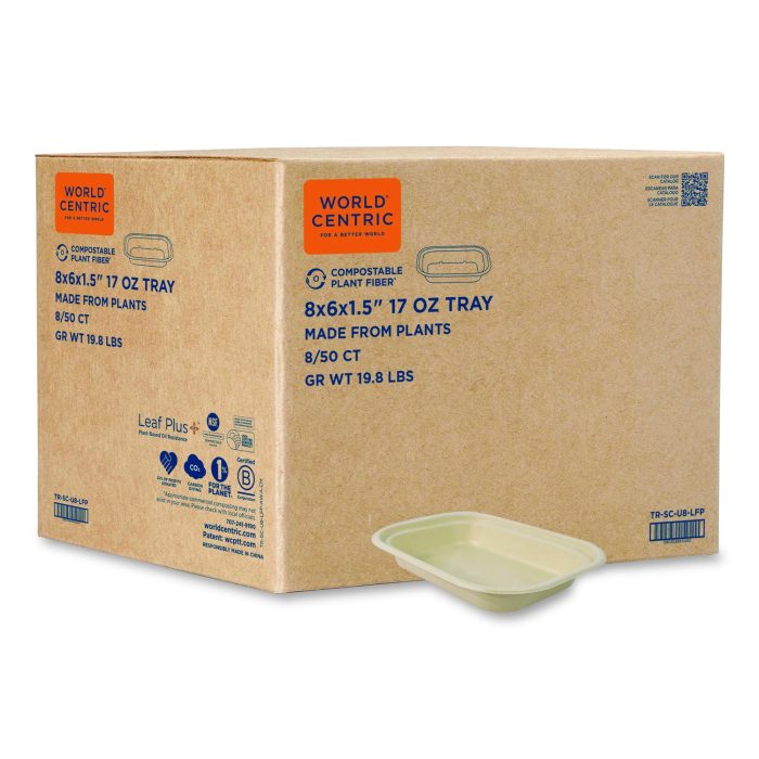 15180793 Fiber Containers, 17 oz, 6.02 x 8.02 x 1.5, Natural, Sugarcane Fiber, 400/Carton - Image 1