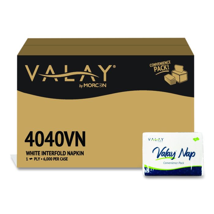 15181005 Valay Dispenser Napkin Convenience Pack, 1-Ply, 6.5 x 4, White, 500/Pack, 12 Packs/Carton - Image 1