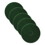 Scrubbing Pads, 20" Diameter, Green, 5/carton