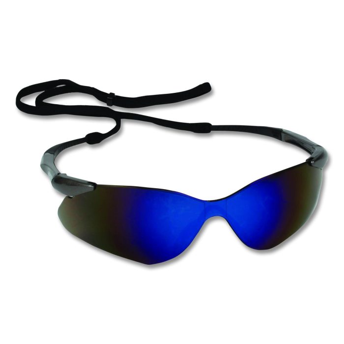 15017426 Nemesis Safety Glasses, Gunmetal Half Frame, Blue Dual Lens - Image 1