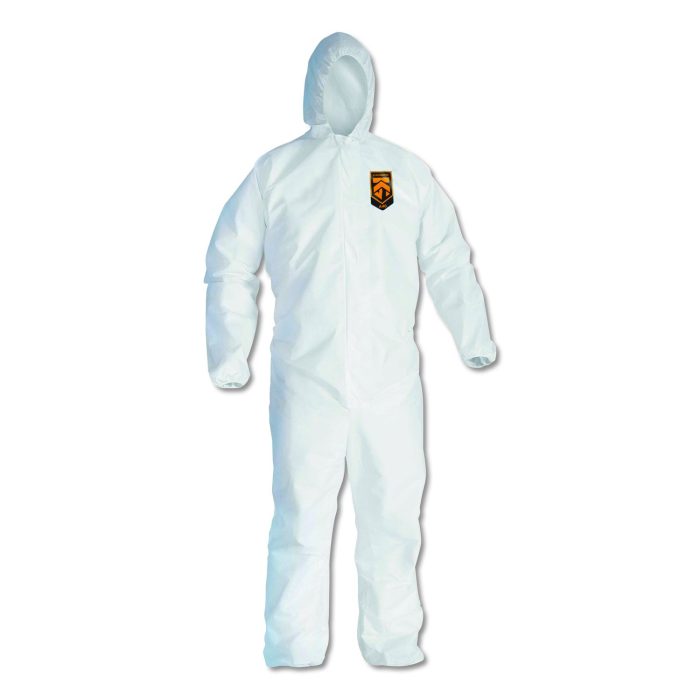 607186 A40 Elastic-Cuff and Ankle Hooded Coveralls, Large, White, 25/Carton - Image 1