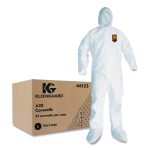 KleenGuard A30 Coveralls, Elastic Wrists, Ankles, Back, Hood and Non-Skid Boots, Medium, White, 25/Carton