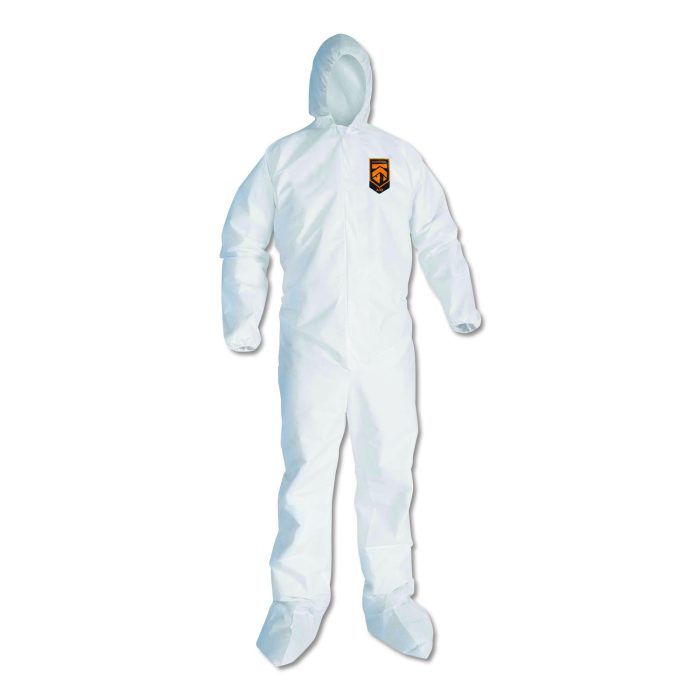 607071 A30 Elastic Back and Cuff Hooded/Boots Coveralls, 2XL, White, 25/Carton - Image 1