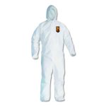A20 Breathable Particle Protection Coveralls, Zip Front, Hood, Elastic Back Wrists and Ankles, Large, White