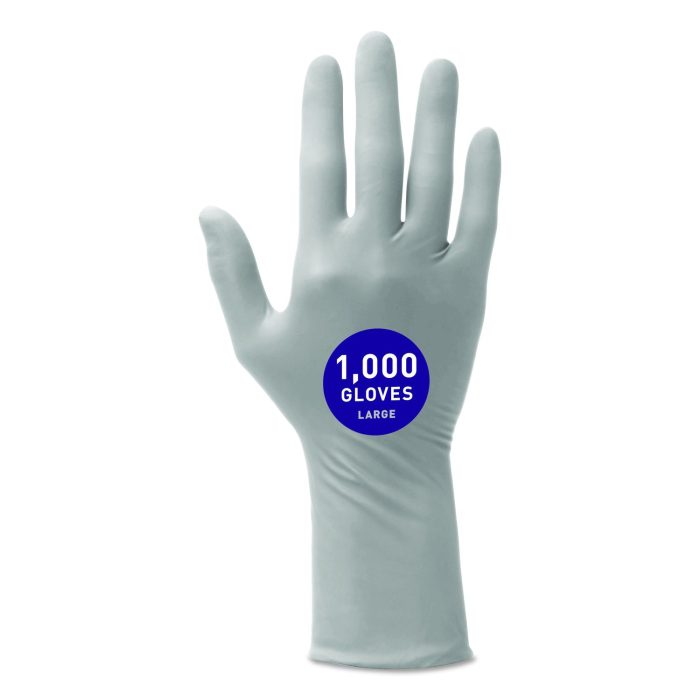 15053975 STERLING Nitrile-Xtra Exam Gloves, Powder-Free, AQL 1.0, Large, 3.5 mil Thick, 12" Long, Gray, 100/Box, 10 Boxes/Carton - Image 1