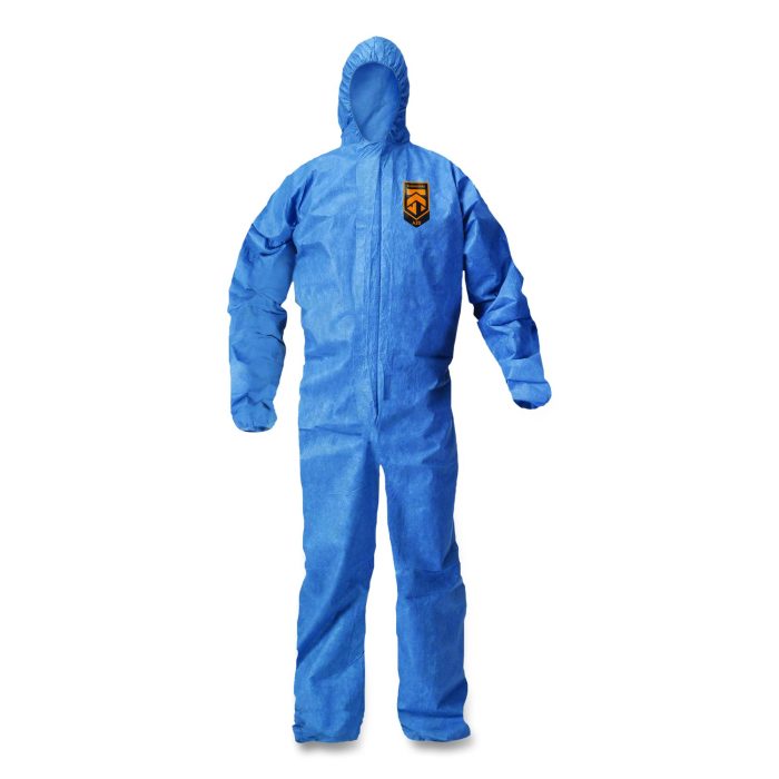 15016108 A20 Breathable Particle Protection Coveralls, Zip Front, Hood, Elastic Back, Wrists, Ankles, 2X-Large, Blue, 24/Carton - Image 1