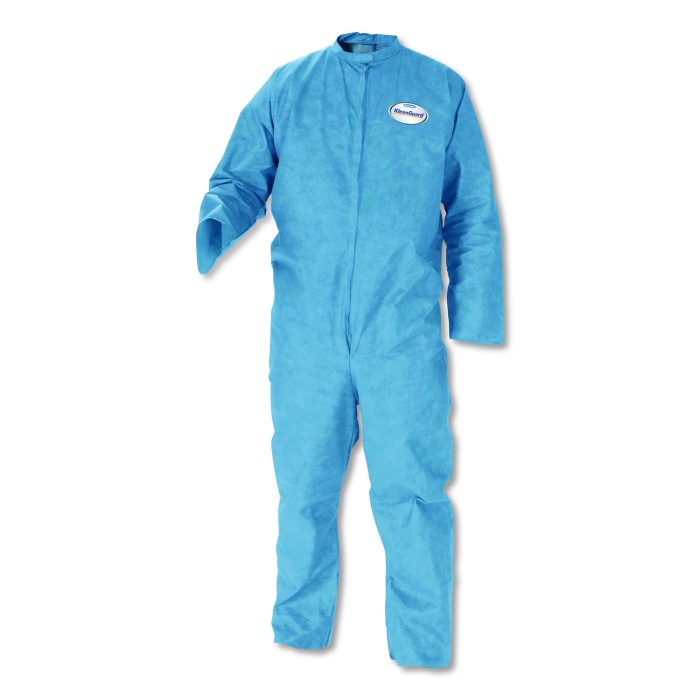 623394 A20 Breathable Particle Protection Coveralls, Zip Front, Open Wrists and Ankles, 4X-Large, Blue, 20/Carton - Image 1