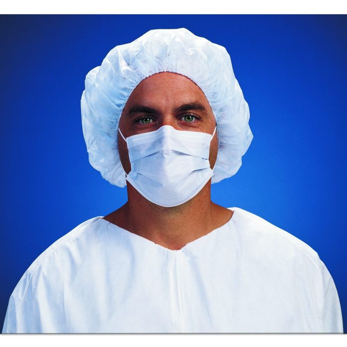 208546 M5 Pleat Style Face Mask With Earloops, Polyethylene, Regular, Blue, 50/Bag, 10 Bags/Carton - Image 1
