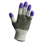 G60 PURPLE NITRILE Cut-Resistant Gloves, EN388: 4340, 9.06" Long, Medium (Size 8), Black/White, Pair