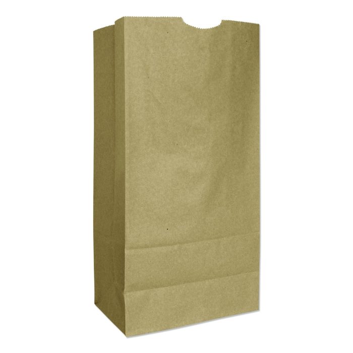 639969 Grocery Paper Bags, 16# Size, Heavy-Duty, 50# Basis Weight, 7.75" x 4.75" x 16", Kraft, 500/Bundle - Image 1