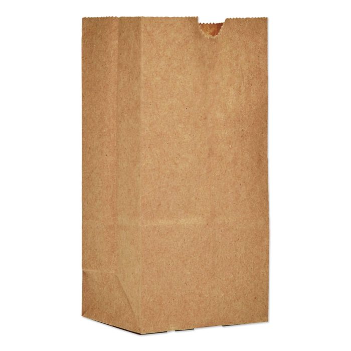 639915 Grocery Paper Bags, 1# Size, 30# Basis Weight, 3.5" x 2.25" x 6.63", Kraft, 500/Bundle - Image 1