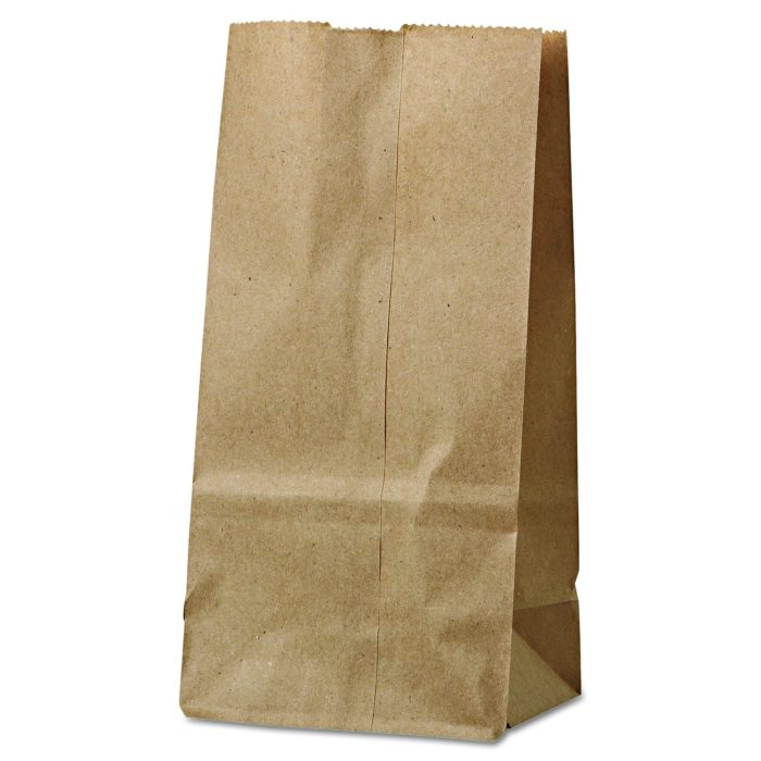 147113 Grocery Paper Bags, 2# Size, 30# Basis Weight, 4.13" x 2.63" x 7.88", Kraft, 500/Bundle - Image 1
