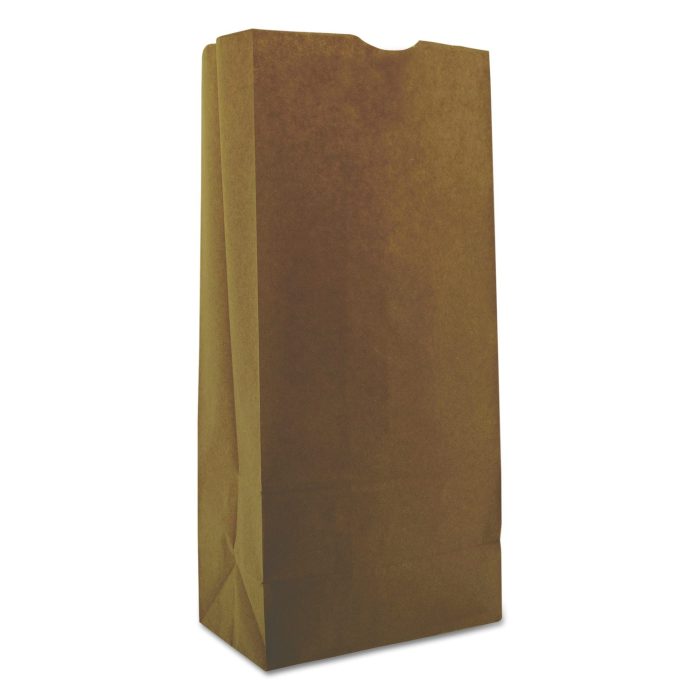 202097 Grocery Paper Bags, 25# Size, 40# Basis Weight, 8.25" x 5.38" x 18", Kraft, 500/Bundle - Image 1