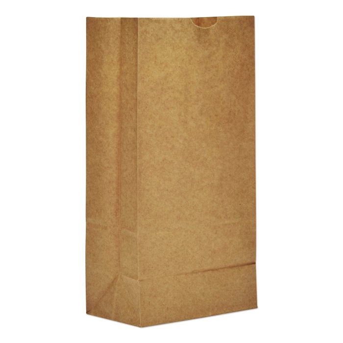 639852 Grocery Paper Bags, 8# Size, 35# Basis Weight, 6" x 3.88" x 12.5", Kraft, 2,000/Bundle - Image 1