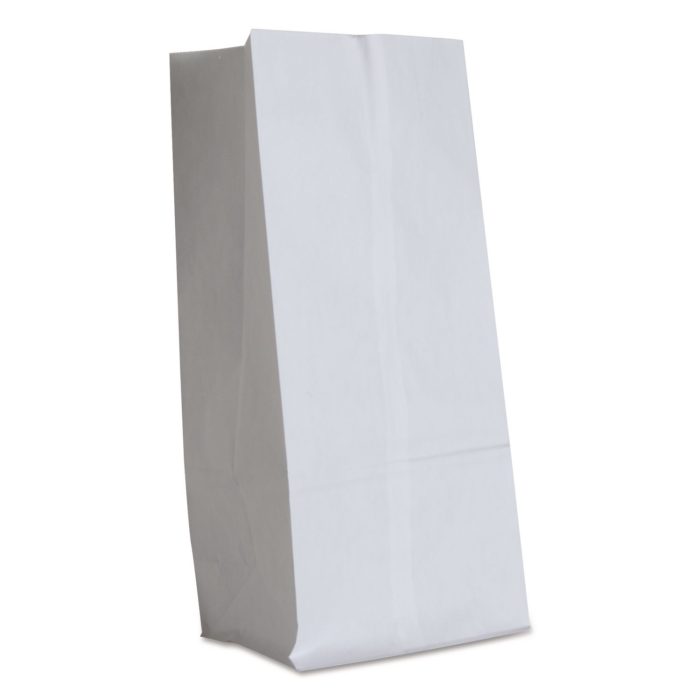 190928 Grocery Paper Bags, 16# Size, 40# Basis Weight, 7.75" x 4.75" x 16", White, 500/Bundle - Image 1