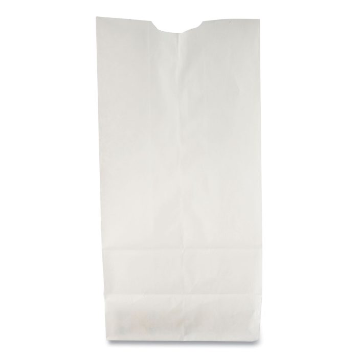 718989 Grocery Paper Bags, 2# Size, 30# Basis Weight, 4.13" x 2.63" x 7.88", White, 500/Bundle - Image 1