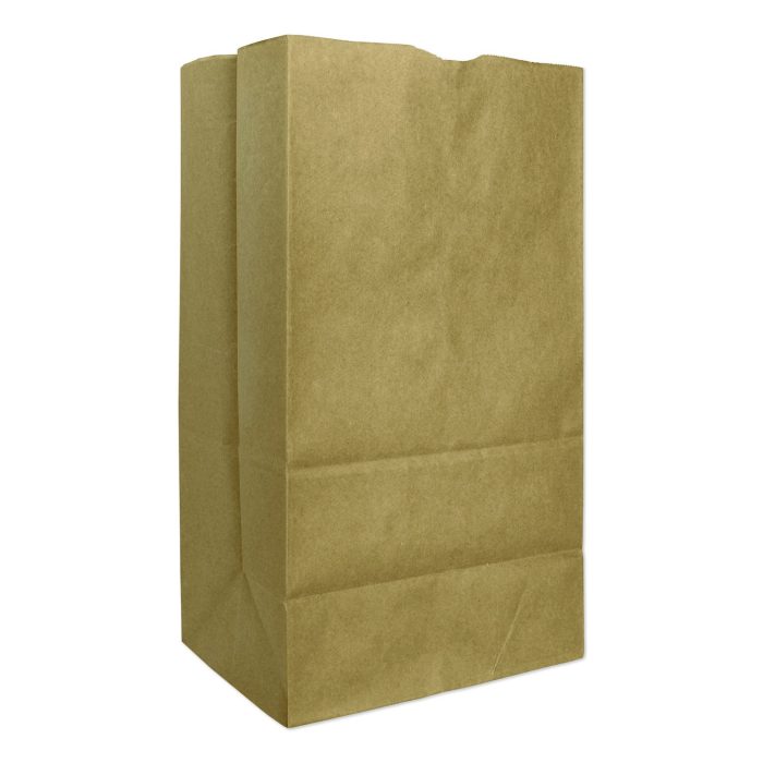 639882 Grocery Paper Bags, 25# Squat Size, Extra-Heavy-Duty, 60# Basis Weight, 8.25" x 5.25" x 16.13", Kraft, 500/Bundle - Image 1