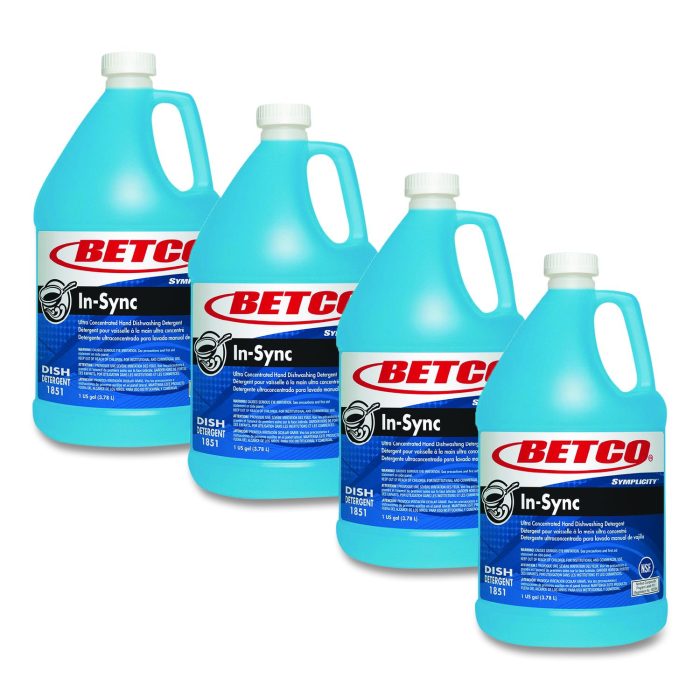 836215 Symplicity In-Sync Premium Hand Dishwashing Detergent, Fresh Ozonic Scent, 1 gal Bottle, 4/Carton - Image 1