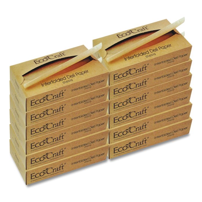 15101709 EcoCraft Interfolded Soy Wax Deli Sheets, 10 x 10.75, 500 Sheets/Box, 12 Boxes/Carton - Image 1