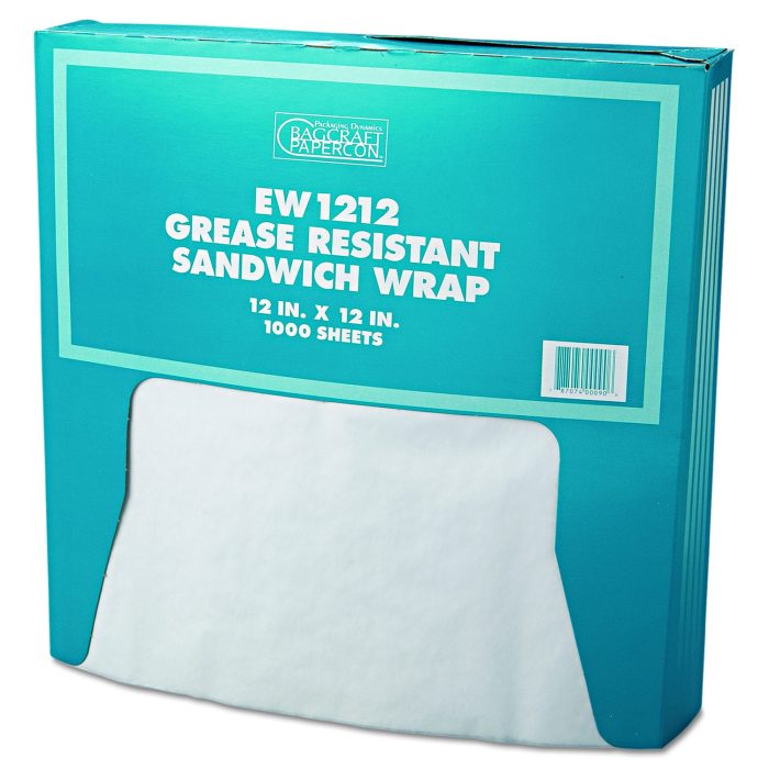 147418 Grease-Resistant Paper Wraps And Liners, 12 X 12, White, 1,000/box, 5 Boxes/carton - Image 1