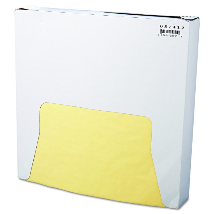 147274 Grease-Resistant Paper Wraps and Liners, 12" x 12", Yellow, 1,000/Box, 5 Boxes/Carton - Image 1