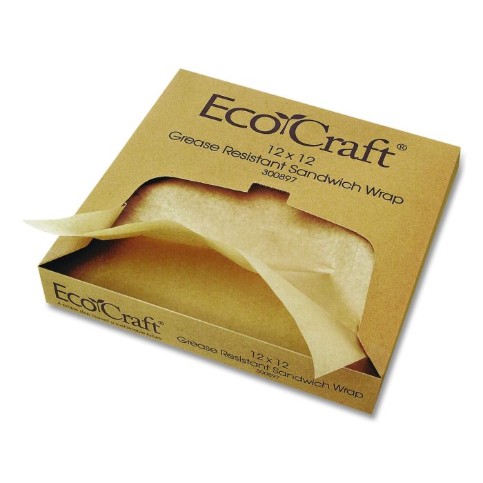 15102063 EcoCraft Grease-Resistant Paper Wraps and Liners, 12 x 12, Natural, 1,000/Box, 5 Boxes/Carton - Image 1