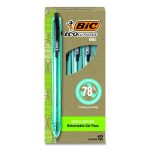Ecolutions Gel Pen, Retractable, Medium 1 mm, Black Ink, Blue Barrel, Dozen