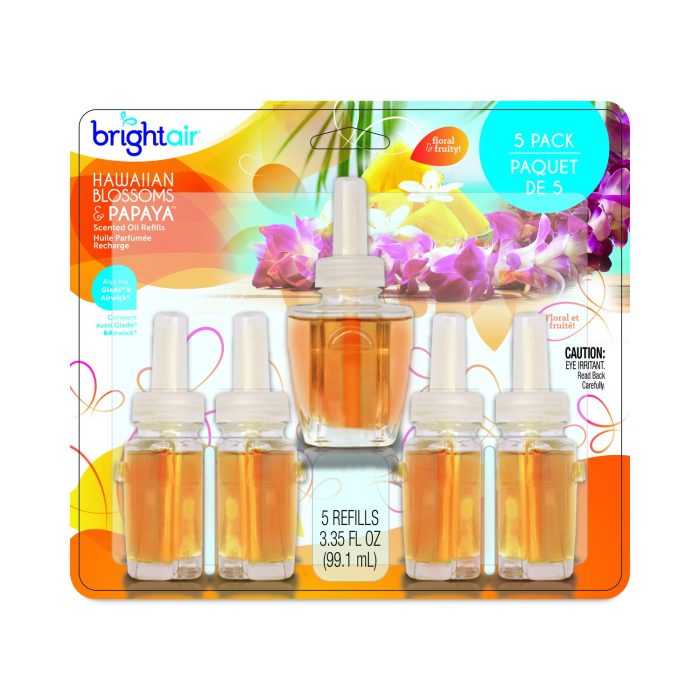 798987 Electric Scented Oil Air Freshener Refill, Hawaiian Blossoms And Papaya, 0.67 Oz Bottle, 5/pack, 6 Pack/carton - Image 1