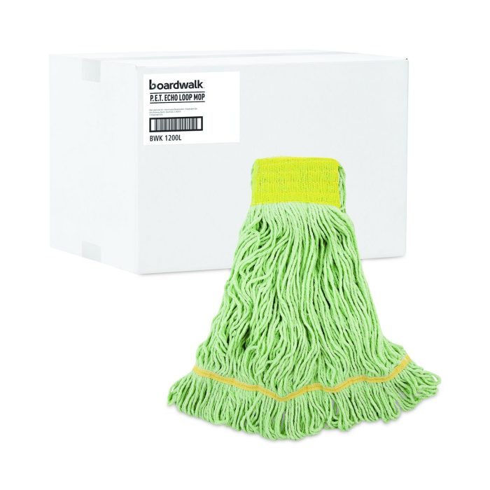 780587 Ecomop Looped-End Mop Head, Recycled Fibers, Large Size, Green, 12/carton - Image 1