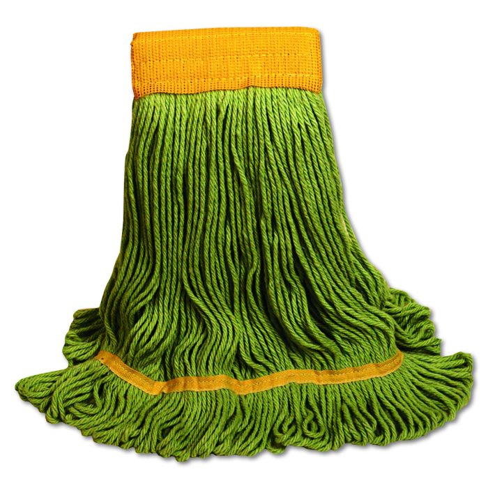 96406 Ecomop Looped-End Mop Head, Recycled Fibers, Large Size, Green - Image 1