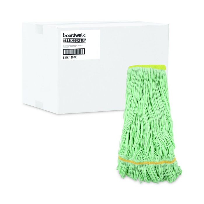 780619 EcoMop Looped-End Mop Head, Recycled Fibers, Extra Large Size, Green, 12/Carton - Image 1