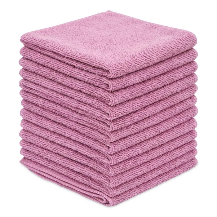 15171021 Microfiber Cloths, 12 x 12, Pink, 12/Pack - Image 1