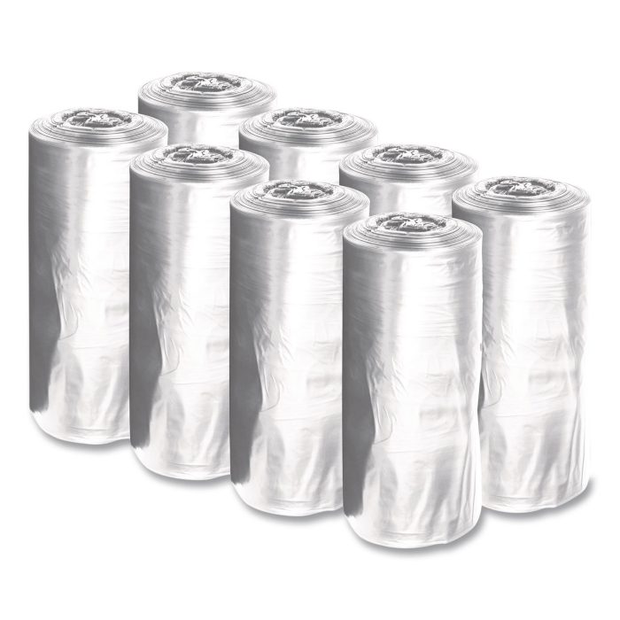 15185954 Low-Density Waste Can Liners, 23 gal, 0.9 mil, 28" x 45", Clear, Perforated Roll, 25 Bags/Roll, 8 Rolls/Carton - Image 1