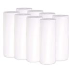 Low-Density Waste Can Liners, 30 gal, 0.6 mil, 30" x 36", White, Perforated Roll, 25 Bags/Roll, 8 Rolls/Carton