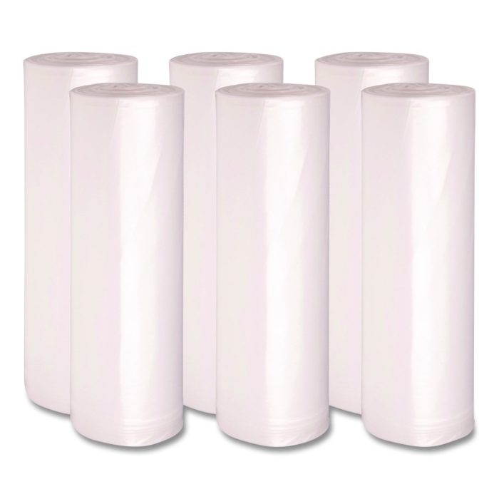 15185130 High-Density Can Liners, 60 gal, 19 mic, 38" x 58", Natural, Perforated Roll, 25 Bags/Roll, 6 Rolls/Carton - Image 1