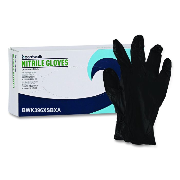 15100061 396 Series Disposable General-Purpose Nitrile Gloves, Powder-Free, X-Small, 4.4 mil Thick, 9.5" Long, Black, 100/Box - Image 1