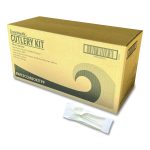 Three-Piece Cutlery Kit, Mediumweight, Fork/Knife/Spoon, 6.97", Plastic, White, 250/Carton