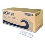 Three-Piece Polystyrene Cutlery Kit, Mediumweight, Fork/Knife/Spoon, Plastic, White, 250/Carton