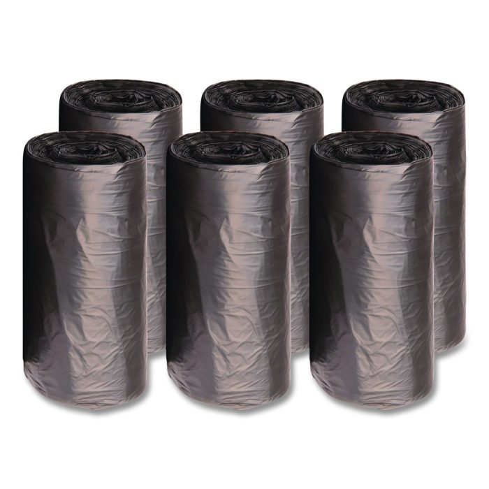 15185369 High-Density Can Liners, 45 gal, 19 mic, 40" x 46", Black, Perforated Roll, 25 Bags/Roll, 6 Rolls/Carton - Image 1