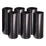 High-Density Can Liners, 56 gal, 19 mic, 43" x 47", Black, Perforated Roll, 25 Bags/Roll, 6 Rolls/Carton
