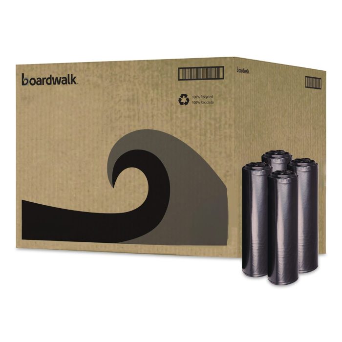 15185031 Reprocessed Resin Can Liners, 60 gal, 1.2 mil, 38 x 58, Black, 50 Bags/Carton - Image 1