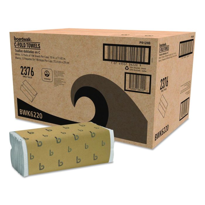 15119392 C-Fold Paper Towels, 1-Ply, 11.44 x 10, Bleached White, 198 Sheets/Pack, 12 Packs/Carton - Image 1