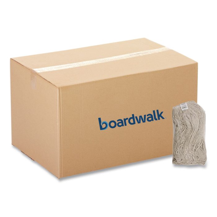 15185974 Mop Head, Economical Lie-Flat Head, Cotton Fiber, 32 oz, White, 12/Carton - Image 1