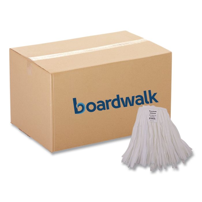 15185977 Mop Head, Looped, Enviro Clean With Tailband, Cotton/Synthetic, Medium, White, 12/Carton - Image 1