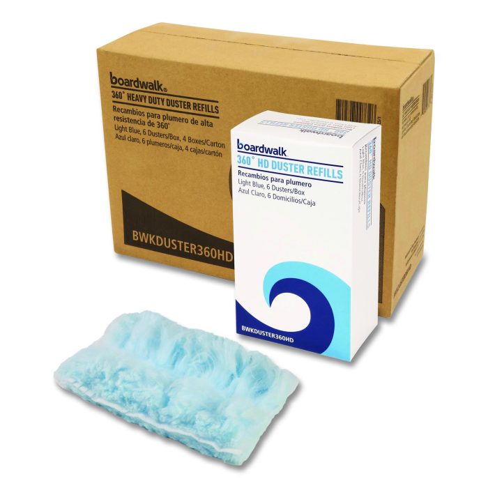 15119189 360 HD Duster Refills, Soft Fluffy Fibers, Light Blue, 6 Dusters/Box, 4 Boxes/Carton - Image 1